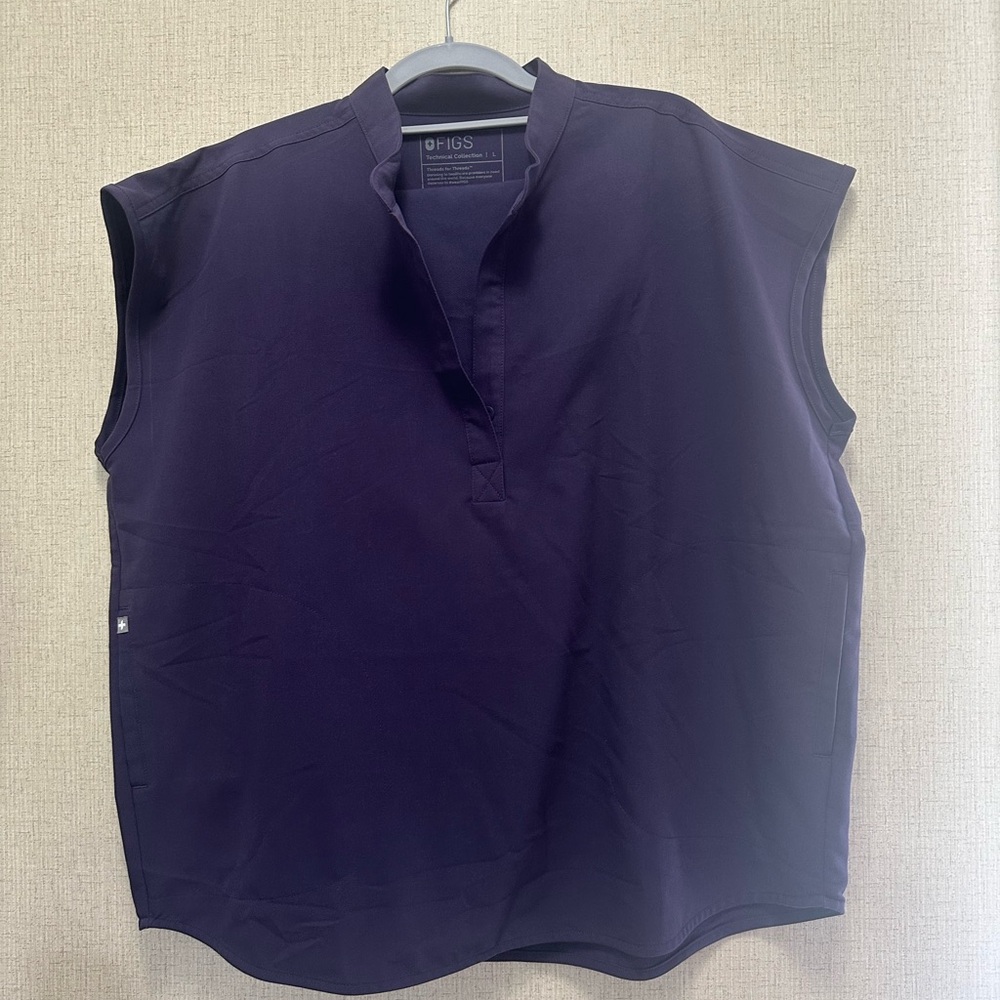 Figs Deep Purple Rafaela Mandarin Collar Scrub Top and Petite Zamora Jogger Pant